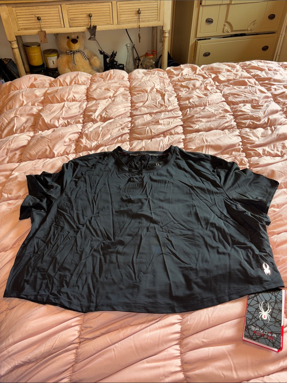 Spyder Crop Top Large Athletic Women’s Active Top Workout Tshirt Black New